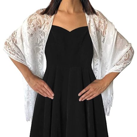 Kvinde Floral Lace Tørklæde Sjal Med Kvaster, Blødt Mesh Frynser Wraps Til Bryllup Aften Festkjoler