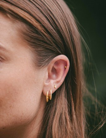 IX Studios Ix Mini Crunchy Edge Earring - Gold - ONE SIZE