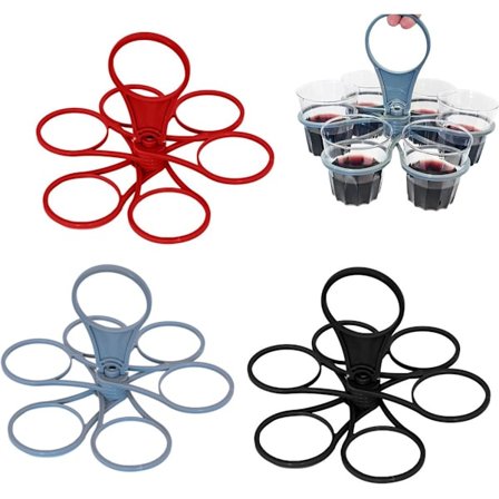 ING Kopholder 3 Stykker Ølbakke Bærebakke Drejelig og Sammenfoldelig 6 Kopper til Kaffe Te Øl og Andre Yndlingsdrikke Sort Grå Rød