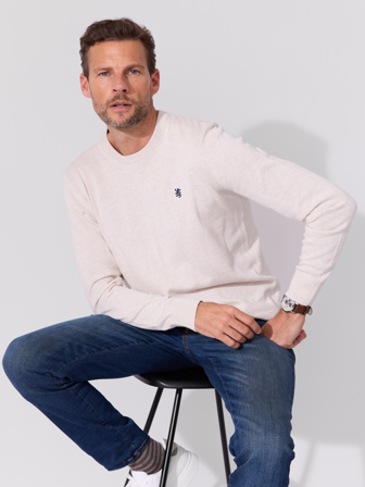 MATCH - Georg genser - Redford - Str. S - Herre - Gensere & Cardigans - Hvit - 100% bomull