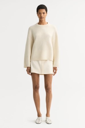 Soft Goat - Chunky crewneck - Women cashmere sweater - S - Feather White