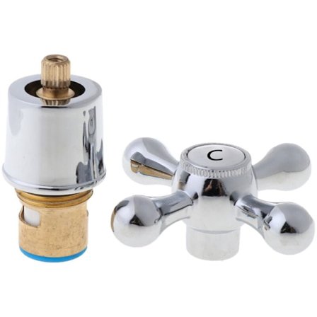 Blandebatteri for servant på bad med krysshåndtak i kobber - Kompatibelt med kjøkkenblandebatterier, 1 stk