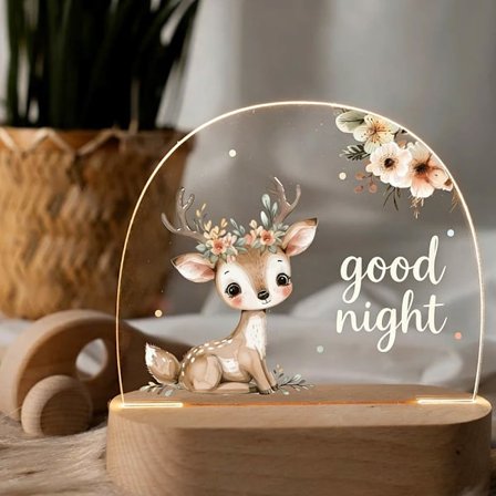 lasten yölamppu, akryylinen yölamppu, vauvalahja, vauvan yövalo, LED-yövalo, syntymälahja, kastelahja