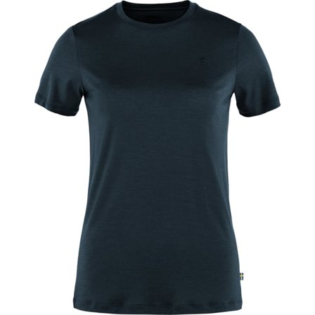 Fjällräven Women's Abisko Wool Short Sleeve T-Shirt in Dark Navy | Size: Medium, Wool/Polyester/Knit