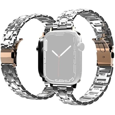 Apple Watch Series 8 (45 mm) klockarmband med tre pärlor i akryl - Silver