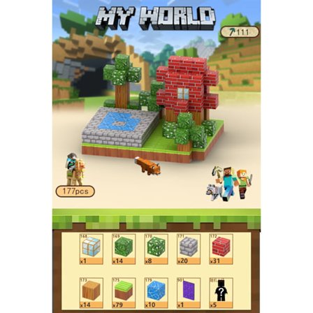 Minecraft byggklossar, inklusive 177 sexsidiga magnetiska leksaker, med 5 figurer, swimming pool-xindaren