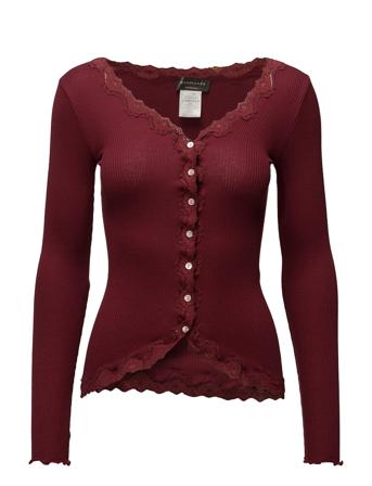 Silk Cardigan Regular Ls W/Rev Vint Strikkegenser Cardigan Rød Rosemunde