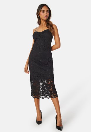 YAS Katja Strap Midi Dress Black Klær
