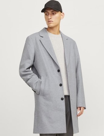 Jack & Jones Jjeharrison Wool Blend Coat Sn - Grey - S