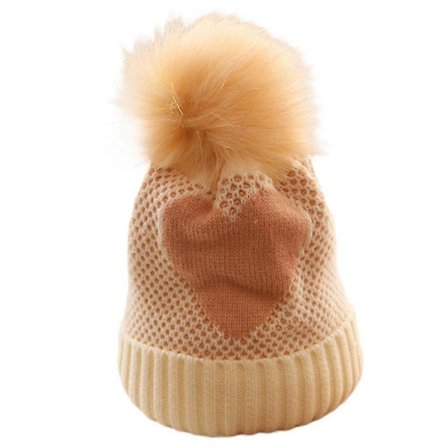 Söt avslappnad barnkärlek stickad mössa söt stickad mössa med tofs stickad mössa höst och vinter rosa
