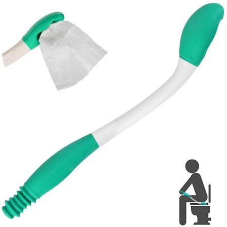 Hoftørker toalett hjelpemiddel toalettpapir klips ingen bøyning verktøy toalett sklisikker silikonhåndtak 38*3.5cm eldre funksjonshemmede gravide 