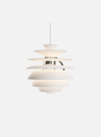 PH Snowball taklampe - soft white/krom