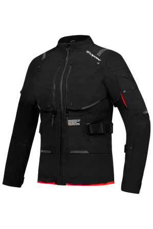 Giacca Moto Donna IXON M-Skeid Nero/Rosso Chiaro M