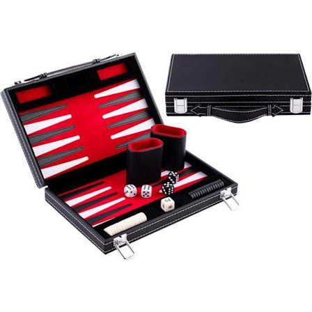 11" Travel Backgammon i en resväska - ENGELHART - 11" Travel Backgammon - Röd - Svart - Vit