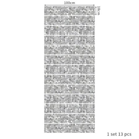 13 stykker 3D sølv mosaik trappe klistermærker