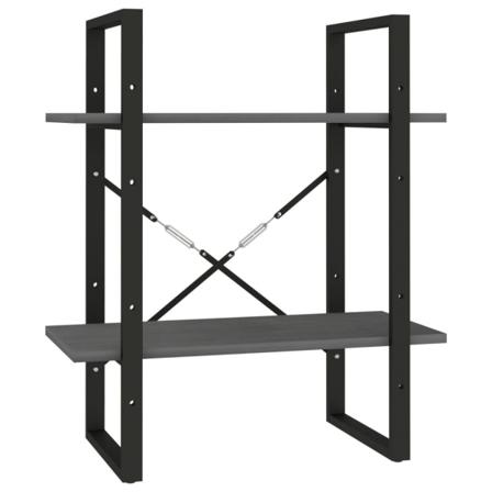 Vidaxl Bokhylla 2 Hyllplan Grå 60x30x70 Cm Massiv Furu Grå