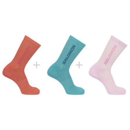 Salomon - Unisex ponožky Everyday Crew 3-pack - Etherea / RED Orange / Fairy Tale