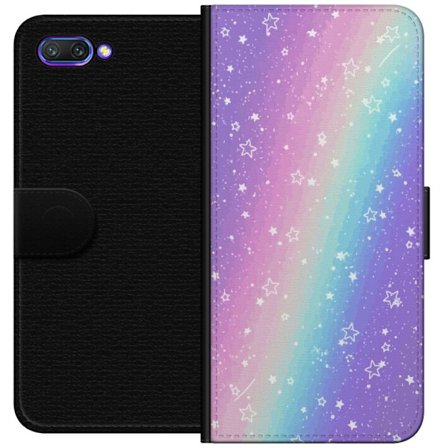Kompatibelt Lommeboketui til Honor 10 Rainbow-farget pastellbakgrunn med hvite stjerner og gnistrende prikker i myk overgang