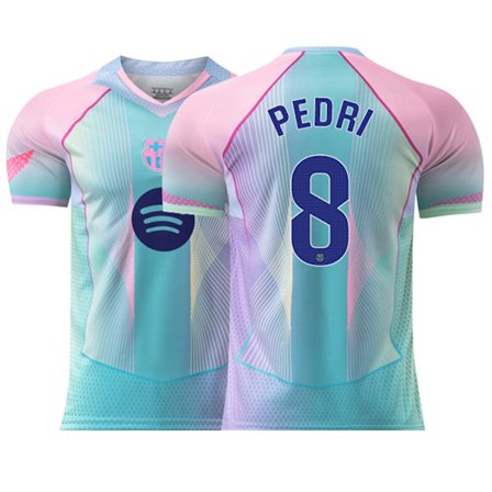 25-26 FC Barcelona Aqua Blå Specialutgåva NO.8 PEDRI Träningsfotbolls T-shirt S-2XL