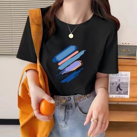 Puuvillasta valmistettu lyhythihainen T-paita naisille, kesäuutuus, sateenkaaren grafiikalla painettu puolihihainen T-paita