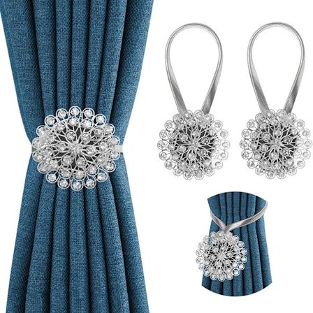 2st Gardinbindare Magnetisk bindning SILVER SILVER