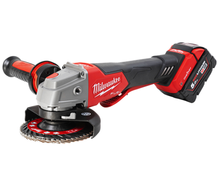 Milwaukee M18ONEFSAG125XPDB502X Vinkelsliber Ø125 mm, med batteri og lader, Maskiner