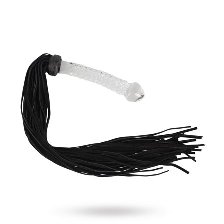 Flogger with Curved Glass Handle - Vuxen.se - Sexig BDSM piska till sovrummet