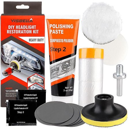 Hodelyktpoleringspasta-sett DIY-system for restaurering av frontlykter