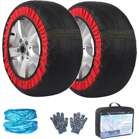 2 stk. Bil Sne Sække til Dæk - Alternativ til Dæk Sne Kæder - til Personbiler SUV'er Lastbiler