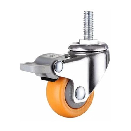 Tunge transportvognhjul med brems, 360 graders sving, perfekt for små møbler (oransje, dimensjoner: 50mm, M10×25), 1 stk KLB