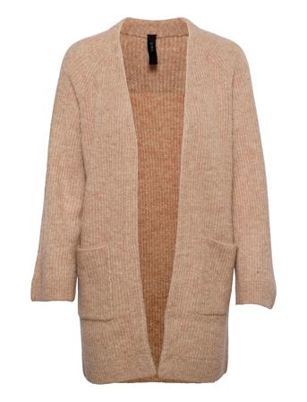 Yasalva Ls Long Knit Cardigan S, Strikket Trøje Cardigan Beige YAS