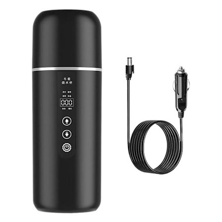 12/24V 304 Rustfrit Stål Bilvarmekop Elektrisk Kedel Rustfrit Smart Temperaturkontrol~ sort