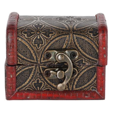 Vintage pieni aarrearkku Koristeellinen puinen korujen lukkolaatikko case (kuparikolikko)