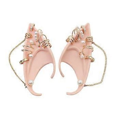 Alve Ører Alveører Alveører Spisse Ører Alveører Kostyme Ører med Sommerfugl for Halloween-fest (Perlekjede)