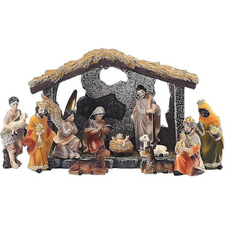 Det Virkelige Fødselssettet, Julekrybbe Stall, Resin Julekrybbe Jesu Kristi Fødsel Dekor For Kontor Studier Stue Skrivebord Boo