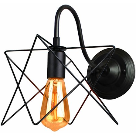 E27 Industriell Vegglampe Svart Vegglys Kreativ Metall Geometrisk Vegglampe Lampeskjerm