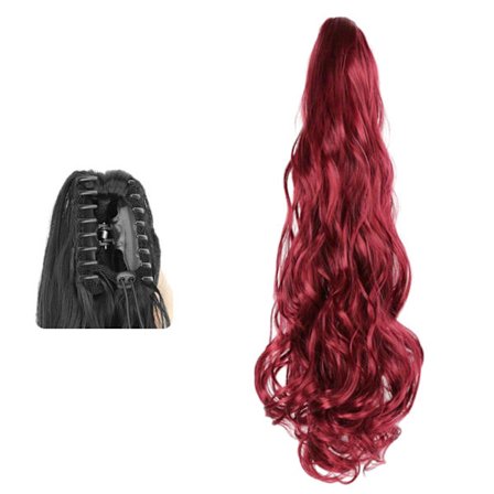 Lång Vågig Hästsvansförlängning, 55 cm Clip-in Syntetiskt Hårstycke för Kvinnor