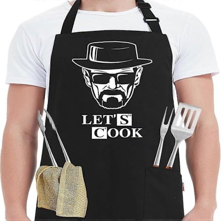 Roliga matlagningsförkläden för män Låt oss laga mat Svart roligt köksförkläde för män Grillning BBQ-förkläden med 2 fickor Svart 26