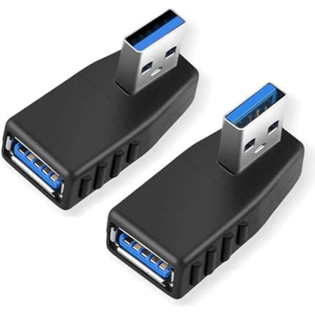 USB 3.0-adaptere [2-pak], 90 graders rettvinklet hann til hunn USB 3.0-adapter