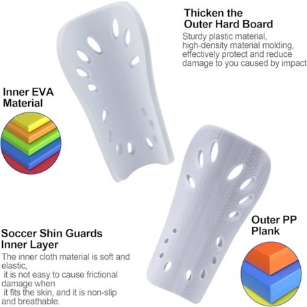 Paris_2 par fodboldbeskyttere til voksne, åndbare skinnebensbeskyttere, beskyttende EVA-puder, hvide Adults white