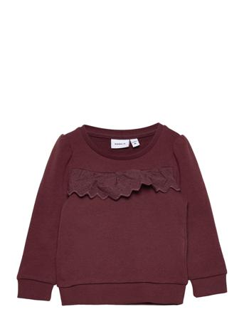 Nmfnolly Ls Sweat Bru Camp Sweat-shirt Genser Burgundy Name It