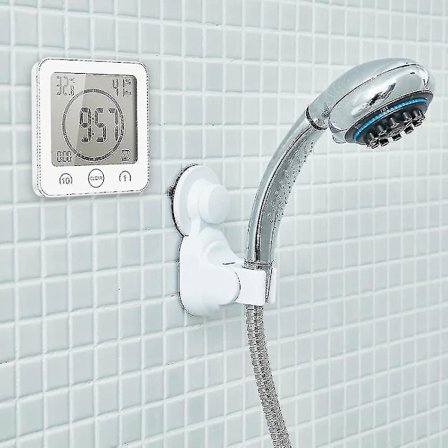 Vandtæt badeværelsesur og timer til brusebad, digitalt vandtæt brusebadsvækkeur med sugekop, vandtæt badeværelsesvægur