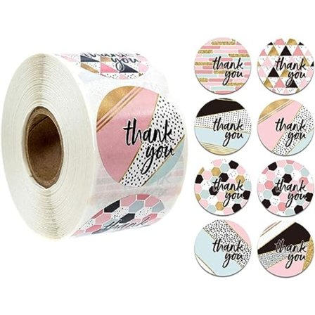 Takk klistremerke 1 tomme (ca. 2,5 cm) klistremerke, 1000 dekorative forsegling klistremerker for gaver, bryllup, bursdager, fester, småbedriftspakke