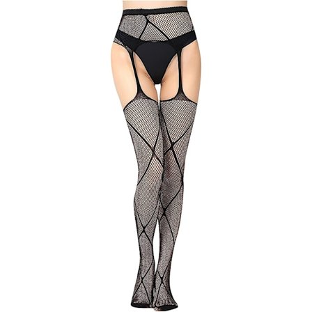 Kvinnors nätstrumpor, höga, genomskinliga, strumpbyxor, hängslen, strumpbyxor, sexiga