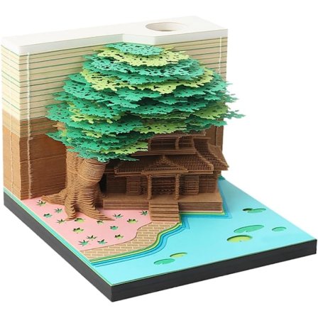 3D-skrivebords kalender 2025 med LED-lys, avrivningspapir, juledekorasjon Grønn