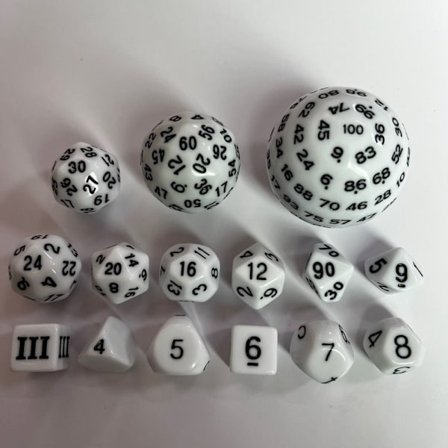 15 stk Terningsæt Spilterninger HVID