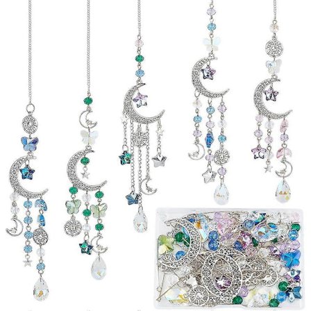 1 Æske DIY 5 Sæt Stjerne Måne Solfangere Sæt Hængende Solfanger Regnbuefanger Vindue Hængende Prisme Solfanger Glas Krystal Solfangere fo (D)