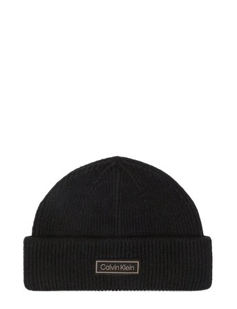 Patch Chunky Rib Docker Beanie Black Calvin Klein