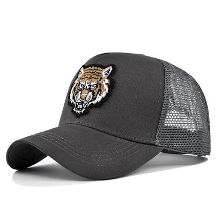 Tegneserie broderi baseball cap tiger hoved broderi spids kasket mesh cap personlig broderi buet skygge solhat