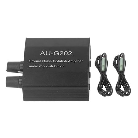 Stereo-musiikkisignaalin esivahvistin 2 sisään 2 ulos audiomikserin jakaja kaapeleilla DC 12V